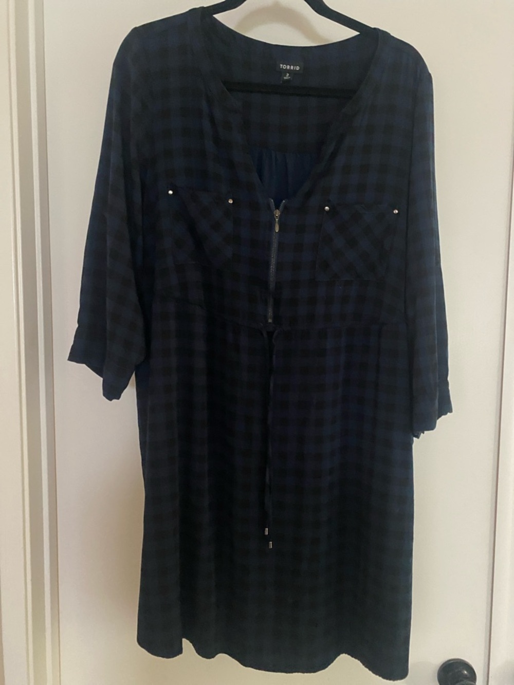 torrid Navy & Black Plaid Zip-Front Tunic